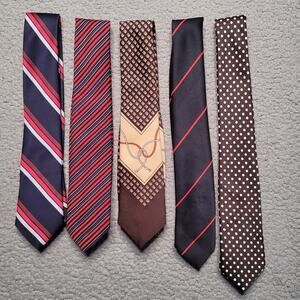 Vintage Elenora Silk Necktie LOT 80s Stripe Dot Geometric Pattern Print Retro